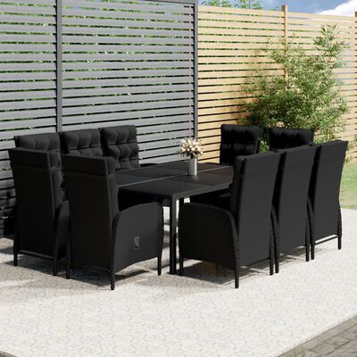 vidaXL Ensemble à dîner de jardin 11 pcs Résine tressée Noir