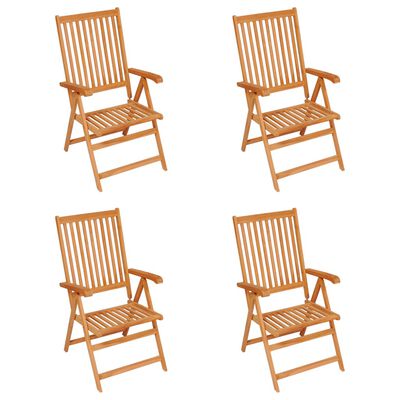 vidaXL Chaises de jardin lot de 4 et coussins anthracite Bois de teck