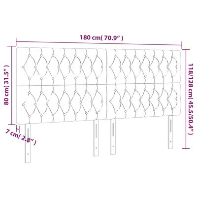 vidaXL Tête de lit à LED Crème 180x7x118/128 cm Tissu