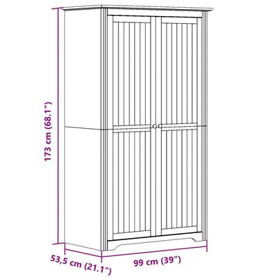 vidaXL Garde-robe BODO blanc 99x53,5x173 cm bois massif de pin