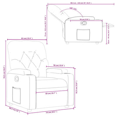 vidaXL Fauteuil inclinable Gris foncé Tissu