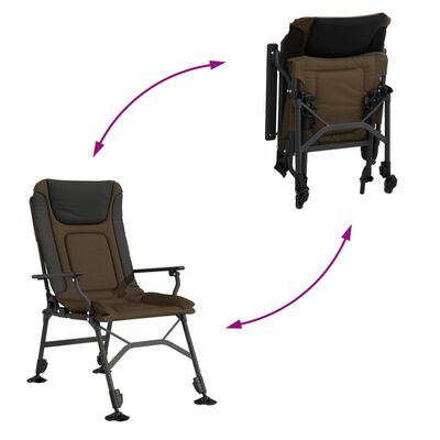 vidaXL Chaise de pêche avec accoudoir pliable taupe