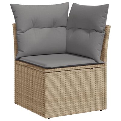 vidaXL Salon de jardin avec coussins 7pcs mélange beige résine tressée