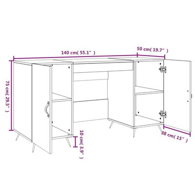 vidaXL Bureau chêne sonoma 140x50x75 cm bois d'ingénierie