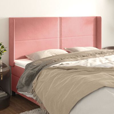 vidaXL Tête de lit avec oreilles Rose 183x16x118/128 cm Velours