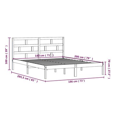 vidaXL Cadre de lit Blanc 180x200 cm Super King Bois massif