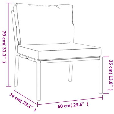 vidaXL Chaises de jardin avec coussins gris lot de 2 60x74x79 cm acier