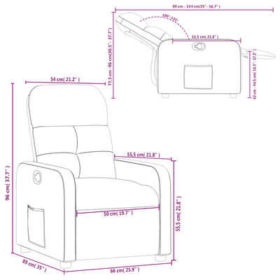 vidaXL Fauteuil inclinable Crème Tissu