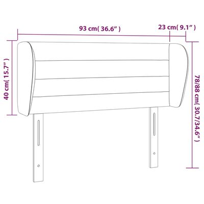 vidaXL Tête de lit avec oreilles Gris foncé 93x23x78/88 cm Tissu