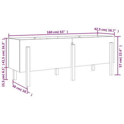 vidaXL Lit surélevé de jardin blanc 160x50x57 cm bois de pin massif