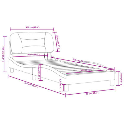 vidaXL Cadre de lit avec lumières LED marron 90x200 cm similicuir