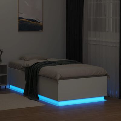 vidaXL Cadre de lit avec lumières LED blanc 75x190cm bois d'ingénierie