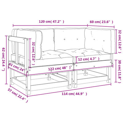 vidaXL Canapés d'angle et coussins 2pcs marron miel bois de pin massif