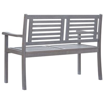 vidaXL Banc de jardin 2 places avec coussin 120 cm Gris Eucalyptus