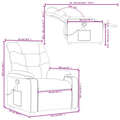 vidaXL Fauteuil de massage inclinable Gris clair Tissu