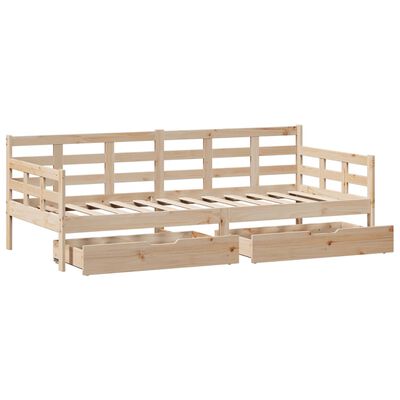 vidaXL Lit de jour avec tiroirs sans matelas 90x190 cm bois massif