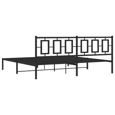 vidaXL Cadre de lit métal sans matelas avec tête de lit noir 200x200cm