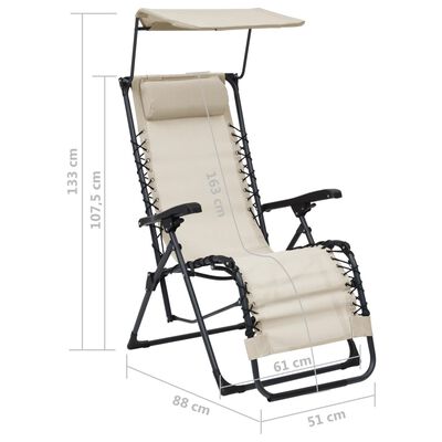 vidaXL Chaises pliables de terrasse lot de 2 Textilène Crème