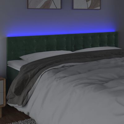 vidaXL Tête de lit à LED Vert foncé 180x5x78/88 cm Velours