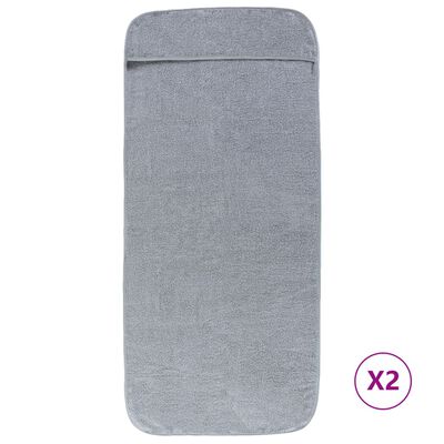 vidaXL Serviettes de plage 2 pcs gris 60x135 cm tissu 400 GSM