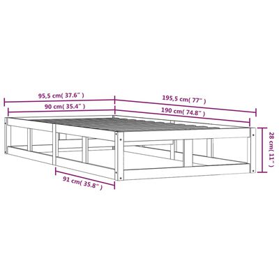 vidaXL Cadre de lit sans matelas 90x190 cm bois massif