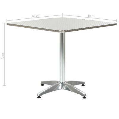 vidaXL Table de jardin Argenté 80x80x70 cm Aluminium