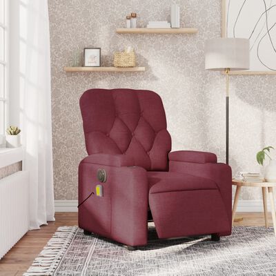 vidaXL Fauteuil de massage inclinable électrique Rouge bordeaux Tissu