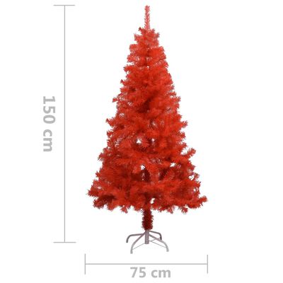 vidaXL Arbre de Noël artificiel pré-éclairé et boules rouge 150 cm PVC