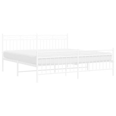 vidaXL Cadre de lit métal sans matelas et pied de lit blanc 180x200 cm