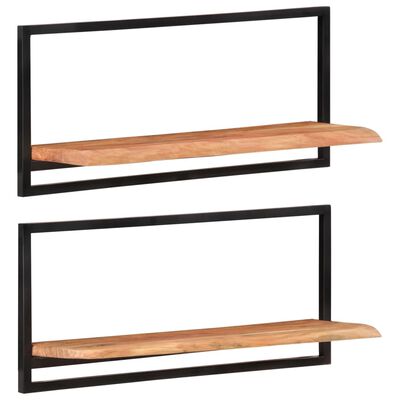 vidaXL Étagères murales 2 pcs 80x25x35 cm Bois d'acacia et acier