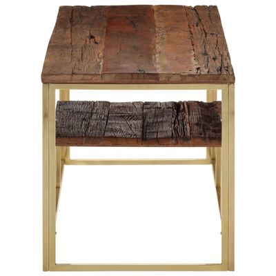 vidaXL Table basse doré acier inoxydable et bois de mélèze massif