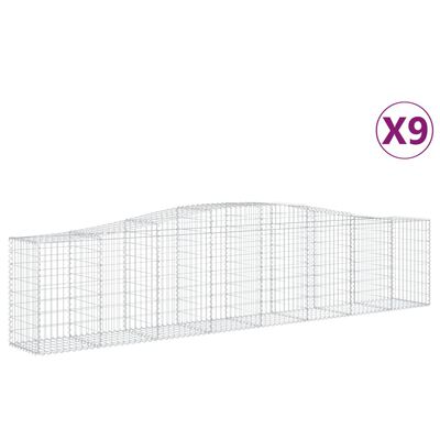 vidaXL Paniers à gabions arqués 9 pcs 400x50x80/100 cm Fer galvanisé