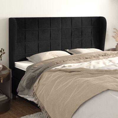 vidaXL Tête de lit avec oreilles Noir 203x23x118/128 cm Velours