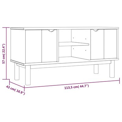 vidaXL Meuble TV OTTA Marron et blanc 113,5x43x57cm Bois de pin massif