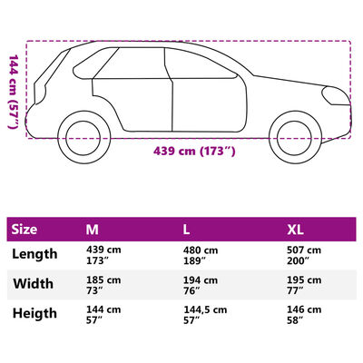 vidaXL Housse de voiture SUV avec sangles à boucle complète argenté M