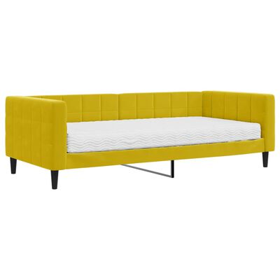 vidaXL Lit de jour avec matelas jaune 90x200 cm velours