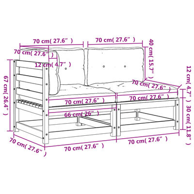 vidaXL Canapé de jardin avec coussins 2 places bois massif douglas