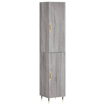 vidaXL Buffet haut Sonoma gris 34,5x34x180 cm Bois d'ingénierie