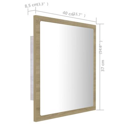 vidaXL Miroir LED de salle de bain Chêne sonoma 40x8,5x37 cm Acrylique