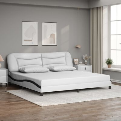 vidaXL Cadre de lit sans matelas blanc et noir 200x200 cm similicuir