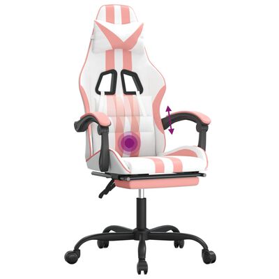 vidaXL Chaise de jeu pivotante et repose-pied Blanc et rose Similicuir