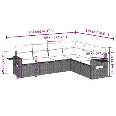 vidaXL Salon de jardin avec coussins 6 pcs beige résine tressée