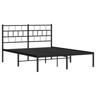 vidaXL Cadre de lit métal sans matelas avec tête de lit noir 120x190cm