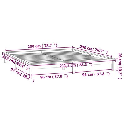 vidaXL Cadre de lit à LED sans matelas blanc 200x200 cm bois massif