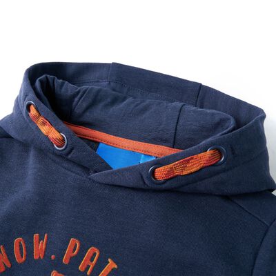 Sweatshirt à capuche pour enfants mélange bleu marine et orange 140