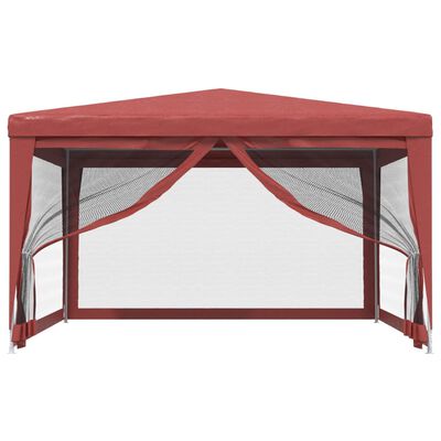 vidaXL Tente de fête avec 4 parois latérales en maille Rouge 4x4m PEHD