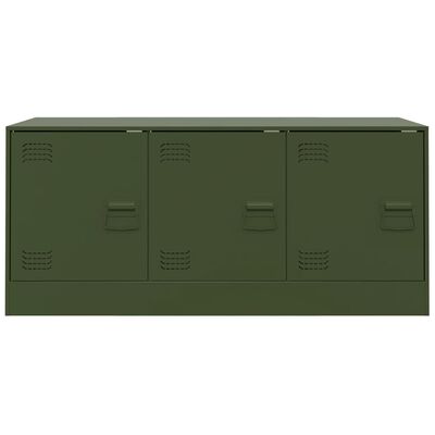 vidaXL Meuble TV vert olive 99x39x44 cm acier