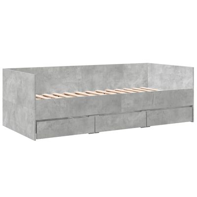 vidaXL Lit de jour avec tiroirs sans matelas gris béton 75x190 cm