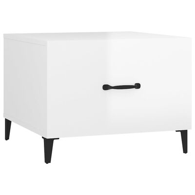 vidaXL Table basse avec pieds en métal Blanc brillant 50x50x40 cm