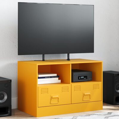 vidaXL Meuble TV jaune moutarde 67x39x44 cm acier